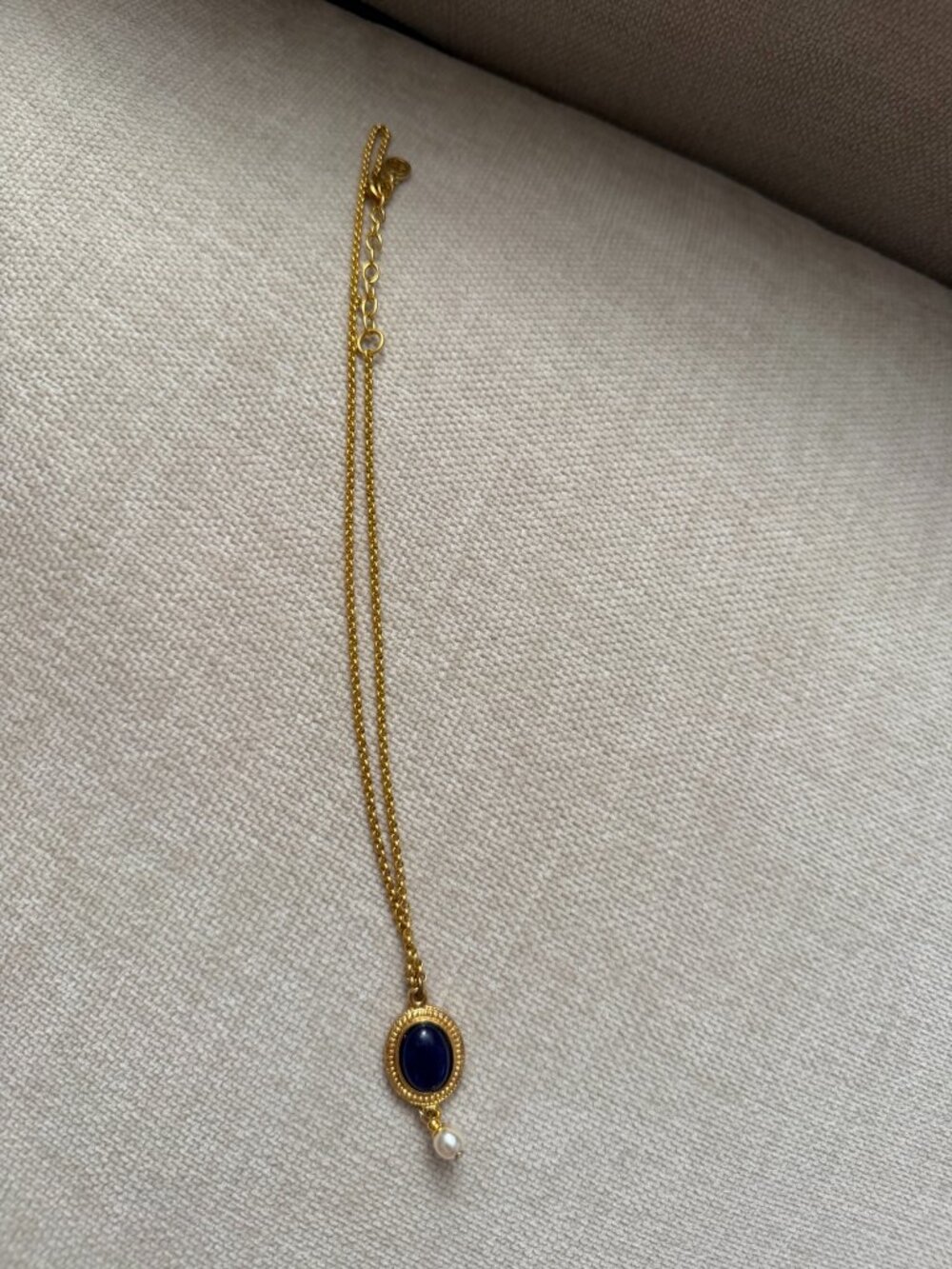 Ben Amun Lapis Pendant Necklace with Pearl Drop